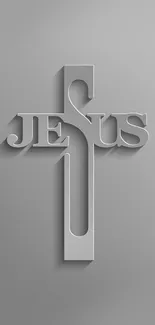 Minimalist Jesus cross on gray background.