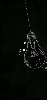 Minimalist black and white light bulb line art wallpaper.