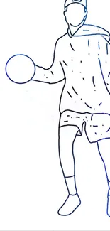 Minimalist line art of an athlete with a ball in hand.