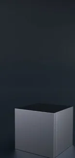 Minimalist silver cube on dark background wallpaper