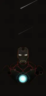 Minimalist neon superhero wallpaper with black background.