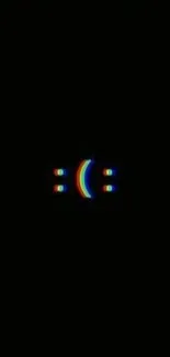 Minimalist neon sad face emoticon on a dark background.