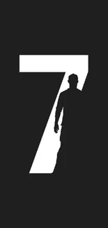 Minimalist black and white number 7 silhouette wallpaper for mobile.