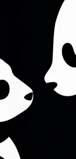 Minimalist black and white panda art wallpaper for mobile devices.