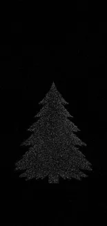 Minimalist black wallpaper with a sparkling pine tree design.