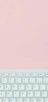 Minimalist pink wallpaper with keyboard and pen.