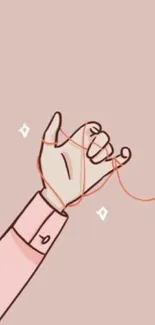 Minimalist pinky promise art on pink background.