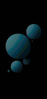 Minimalist planets against a black background in mobile wallpaper.