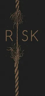 Minimalist rope design with dark theme and 'Risk' text on mobile wallpaper.