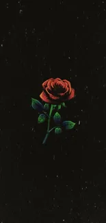 Dark minimalist wallpaper with a red rose.