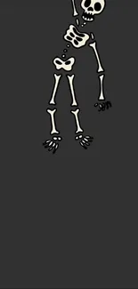 Minimalist skeleton on dark gray background wallpaper.