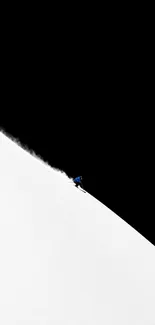 Minimalist ski adventure on snowy slope mobile wallpaper.