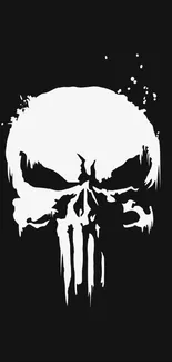 Minimalist skull wallpaper with bold black and white design.