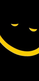 Minimalist yellow smiley face on black background wallpaper.