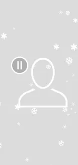 Light gray wallpaper with snowflake silhouette and line art on mobile screen.