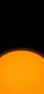 A minimalist wallpaper of a solar eclipse with an orange and black design.