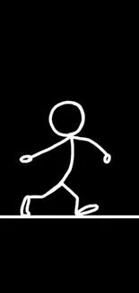 Minimalist stick figure art on black background for mobile wallpaper.