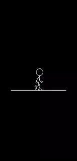 Black wallpaper with stick figure walking.