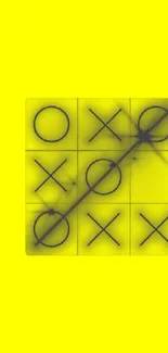 Minimalist tic-tac-toe design on bright yellow background.