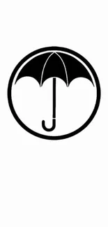 Minimalist black umbrella design on white background.