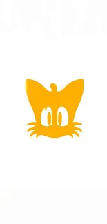 Minimalist yellow cat on white background wallpaper.