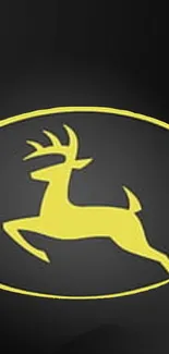 Yellow deer silhouette on black background mobile wallpaper.