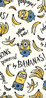 Minions and bananas cartoon pattern mobile wallpaper.