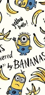 Vibrant Minions wallpaper with bananas.