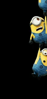 Three Minions on black background wallpaper.