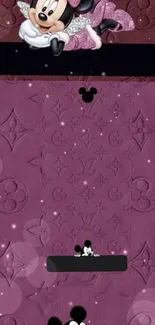 Minnie Mouse mauve color mobile wallpaper with patterns.