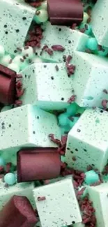 Mint and chocolate cubes mobile wallpaper.