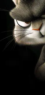 Mischievous cartoon rabbit with a sly expression.