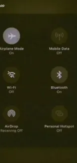 Mobile connectivity settings displayed on screen in dark mode.