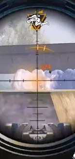 Sniper scope view in a mobile shooting game wallpaper.