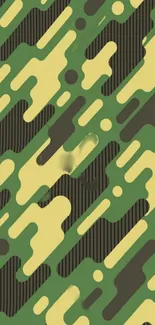 Modern abstract camo wallpaper with green, beige, and black colors.