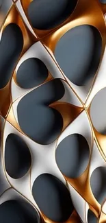 Abstract wallpaper with gold and grey patterns.