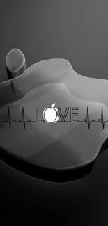 Black and grey apple love wallpaper design.