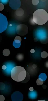 Abstract blue and gray circles on dark wallpaper background.