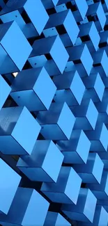 Geometric blue cubes pattern wallpaper.