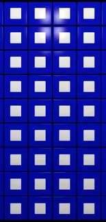 Blue square pattern phone wallpaper with geometric design.