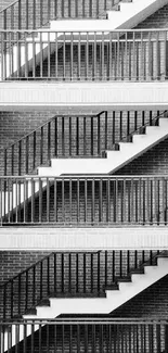 Black and white image of a modern brick staircase with geometric lines.