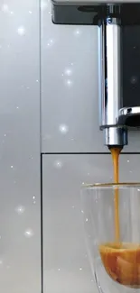 Modern coffee machine pouring espresso into a glass cup with a sleek design.