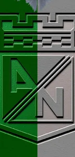 Green and gray emblem design wallpaper for mobile phones.