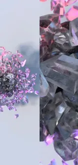 Modern abstract wallpaper with pink crystals.