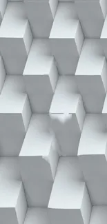 3D geometric block pattern wallpaper in light gray shades.