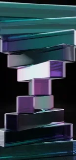 Abstract geometric glass structure with vibrant colors.