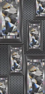 Modern geometric metallic design wallpaper with intricate patterns.