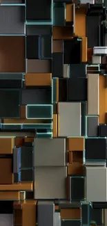 Modern geometric abstract phone wallpaper with metallic tones.