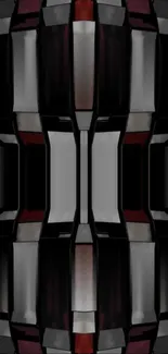 Sleek abstract geometric phone wallpaper with symmetry in dark tones.