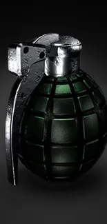 Green grenade against dark background, mobile wallpaper.